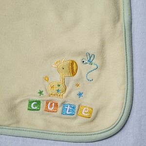 Just One Year Carters VTG Y2K Cotton Baby Blanket Yellow Green Star Cute Giraffe